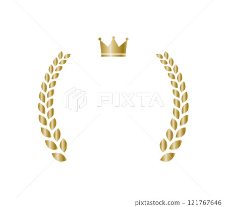 Golden laurel frame with crown Vector 121767646