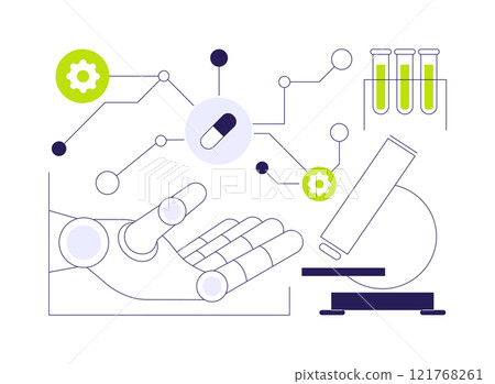 AI-Enhanced Drug Discovery abstract concept vector illustration. AI-Enhanced Drug Discovery abstract concept vector illustration. 121768261