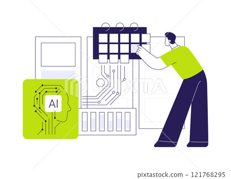 AI-Driven Employee Scheduling abstract concept vector illustration. AI-Driven Employee Scheduling abstract concept vector illustration. 121768295