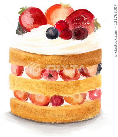 水果三明治蛋糕手繪插畫 121768307
