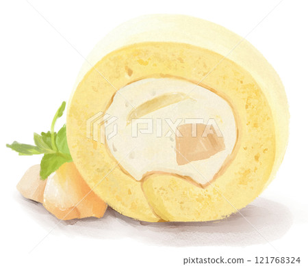 桃捲蛋糕手繪插畫 桃捲蛋糕手繪插畫 121768324