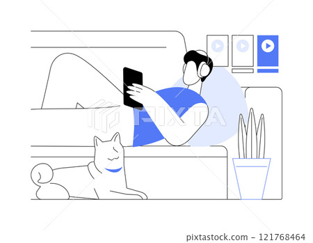 Watching videos isolated cartoon vector illustrations. 121768464