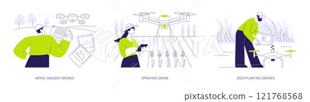Agricultural drones abstract concept vector illustrations. 121768568