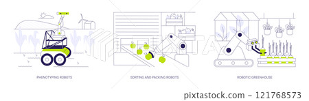 Robotics in agriculture abstract concept vector illustrations. Robotics in agriculture abstract concept vector illustrations. 121768573
