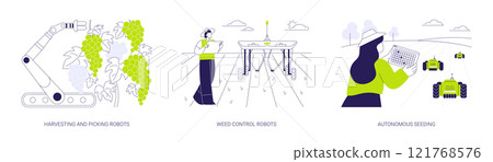Robotic applications abstract concept vector illustrations. Robotic applications abstract concept vector illustrations. 121768576