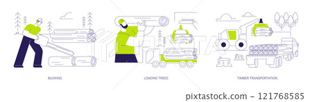 Wood harvesting abstract concept vector illustrations. Wood harvesting abstract concept vector illustrations. 121768585