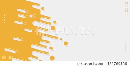 Abstract yellow background with rounded lines, dashes, and dots 121769138