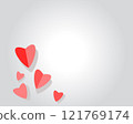 Group of red and pink color hearts confetti on gray and white background, Heart shaped paper symbols and illustrations for festival of love with Valentine's Day and Health care concept 121769174