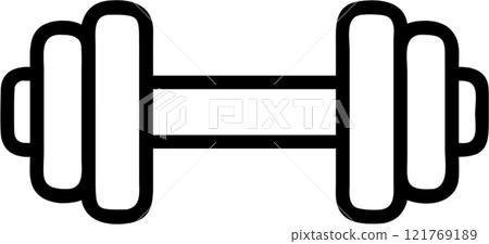 Dumbbell in outline icon style, health and fitness theme. 121769189
