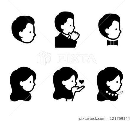 Simple male and female profile illustration set vector Simple male and female profile illustration set vector 121769344