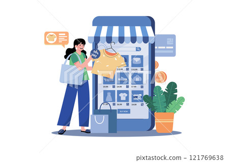 Women Use Smartphones To Buy Online Clothes With A Credit Card Women Use Smartphones To Buy Online Clothes With A Credit Card 121769638