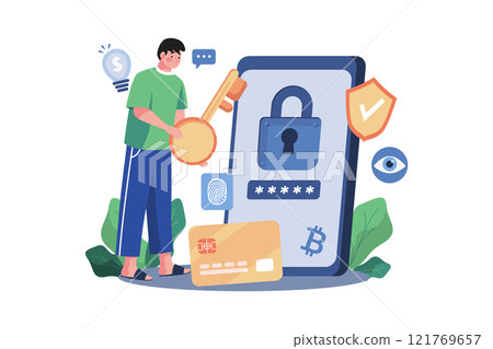 NFT Security Token Illustration concept on white background 121769657