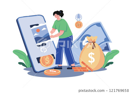 NFT Exchange Illustration concept on white background NFT Exchange Illustration concept on white background 121769658