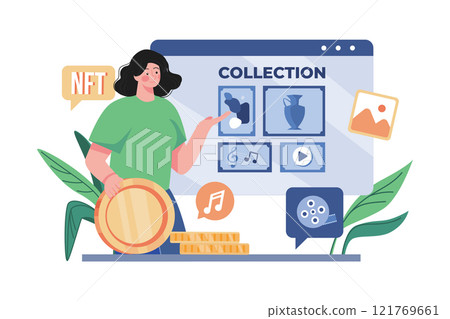 NFT Collection Illustration concept on white background NFT Collection Illustration concept on white background 121769661