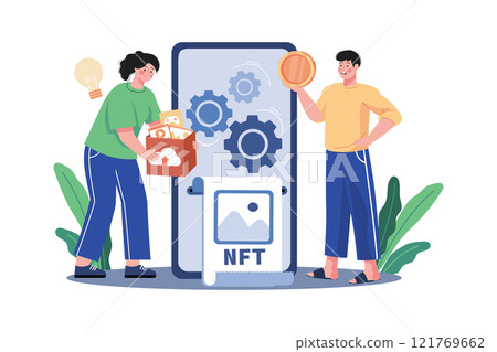 NFT Minting Process Illustration concept on white background NFT Minting Process Illustration concept on white background 121769662