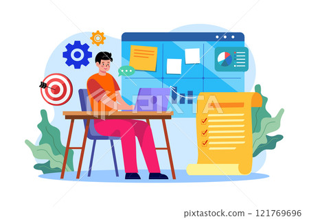 Businessman analyzing data Illustration concept on white background 121769696