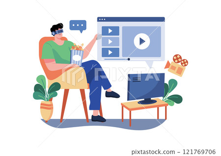Man watching video using VR Tech 121769706