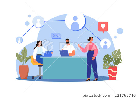 Employees engaged in teamwork at a corporate meeting 121769716