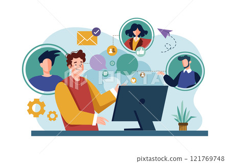 Businessman Talks To A Colleague About A Social Marketing Plan Businessman Talks To A Colleague About A Social Marketing Plan 121769748