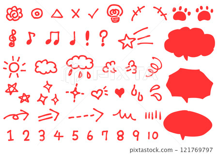 可愛的手寫插圖和語音氣泡集 121769797