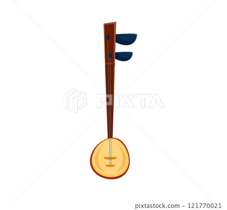 Shamisen musical instrument font exclamation mark symbol. Sound festival string or brass equipment font typeset isolated vector punctuation sign, orchestra classic music instrument ABC special symbol 121770021