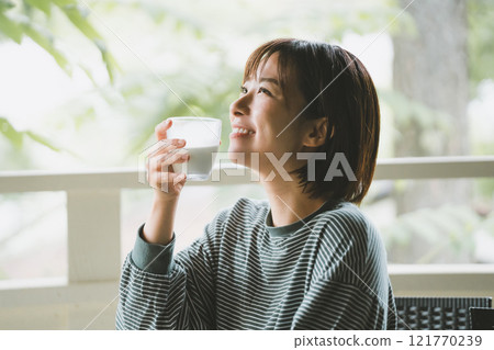 Morning milk and woman Morning milk and woman 121770239
