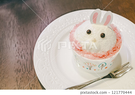 Rabbit face cake | Left space 121770444