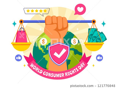 World Consumer Rights Day Vector Illustration on 15 March, Featuring Shopping Bags to Represent Consumer Rights Being Respected and Protected World Consumer Rights Day Vector Illustration on 15 March, Featuring Shopping Bags to Represent Consumer Rights Being Respected and Protected 121770848