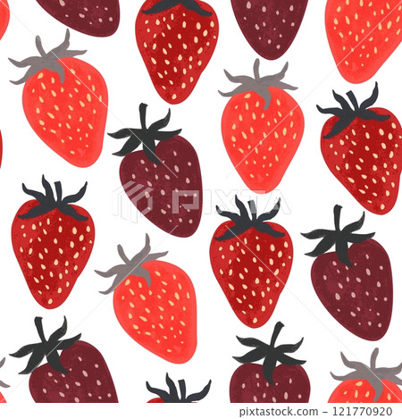 Seamless pattern with red textured strawberries. Hand-drawn illustration Seamless pattern with red textured strawberries. Hand-drawn illustration 121770920