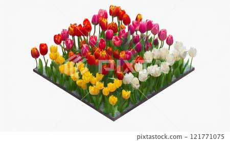Colorful tulip flowerbed (AI-generated image) 121771075