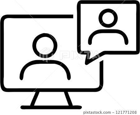 Online meeting in outline icon style, communication and public Relations theme. 121771208