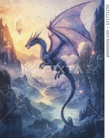 湖光山色的奇幻龍世界“AI生成圖像” 121771250