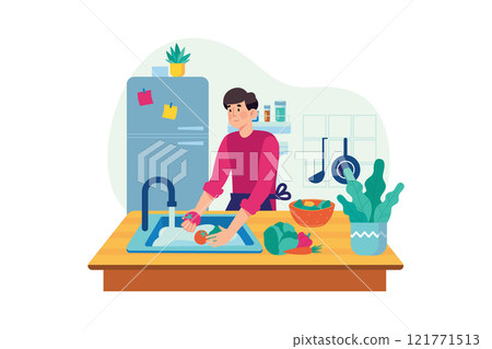 Cooking & Kitchen Illustration concept. A flat illustration isolated on white background 121771513