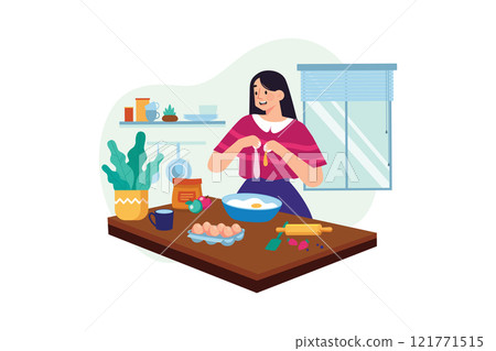 Cooking & Kitchen Illustration concept. A flat illustration isolated on white background 121771515