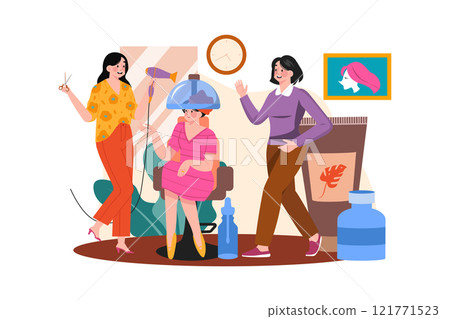 Woman Getting Hair Incubation At Hairdresser Shop. 121771523