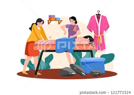 Woman Receiving Foot Massage Service From A Masseuse. Woman Receiving Foot Massage Service From A Masseuse. 121771524