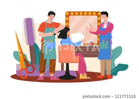 Woman Getting Her Hair Cut At The Beauty Salon. 121771528