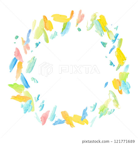 Watercolor painting. Simple frame of watercolor paint. Ink splashes. Abstract watercolor image. 121771689