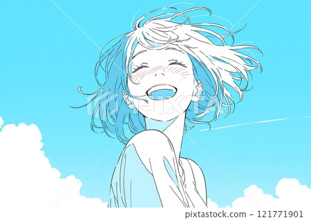 藍天可愛女插畫“AI生成圖像” 藍天可愛女插畫“AI生成圖像” 121771901