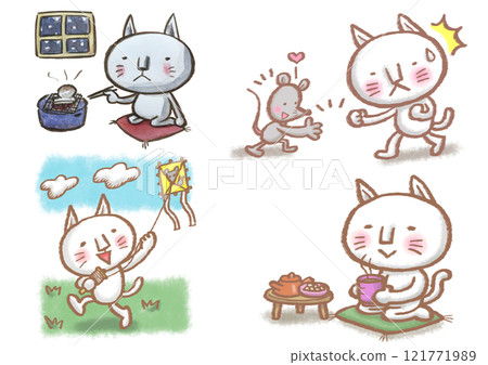 貓娜桑 一隻可愛的貓玩昭和時代的遊戲 121771989