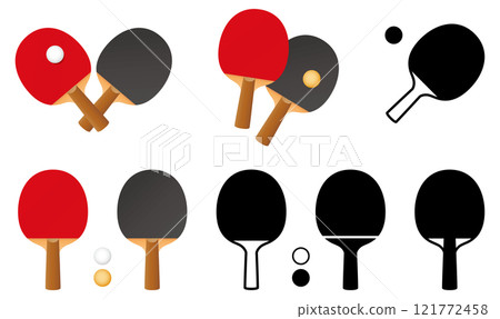 Set of various table tennis, ping pong vector illustrations 121772458