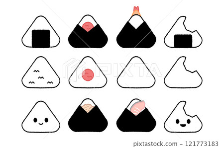 各種飯糰的可愛圖示集 121773183