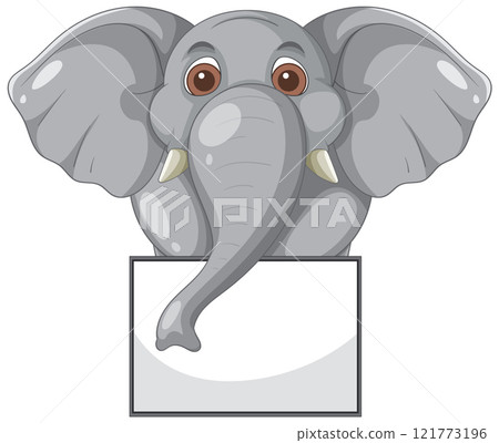 Cute Elephant with Blank Sign Cute Elephant with Blank Sign 121773196