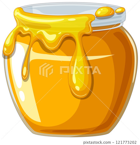 Golden Honey Jar Overflowing with Sweetness Golden Honey Jar Overflowing with Sweetness 121773202