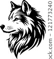 Wolf monochrome illustration 121773240