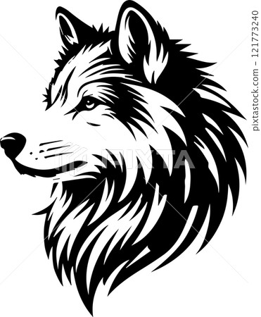 狼的單色插圖 121773240