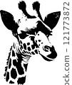 Giraffe head monochrome illustration 121773872