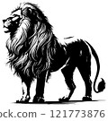 Monochrome illustration of a lion 121773876