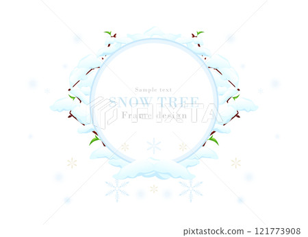 雪樹林框架系列-03 | 冬季雪向量圖 121773908