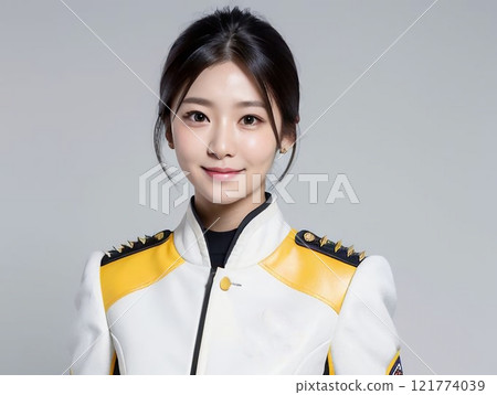 一位表演女警官角色扮演的女人 121774039